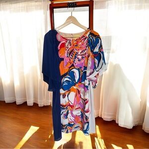 Anthropologie Maeve Vero Shift Floral Dress Butterfly Sleeve 100% Silk